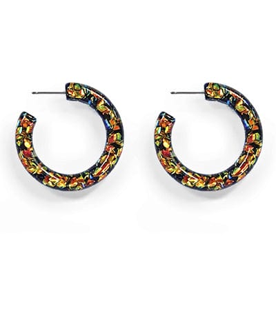 Half Hoop Resin Confetti Earrings