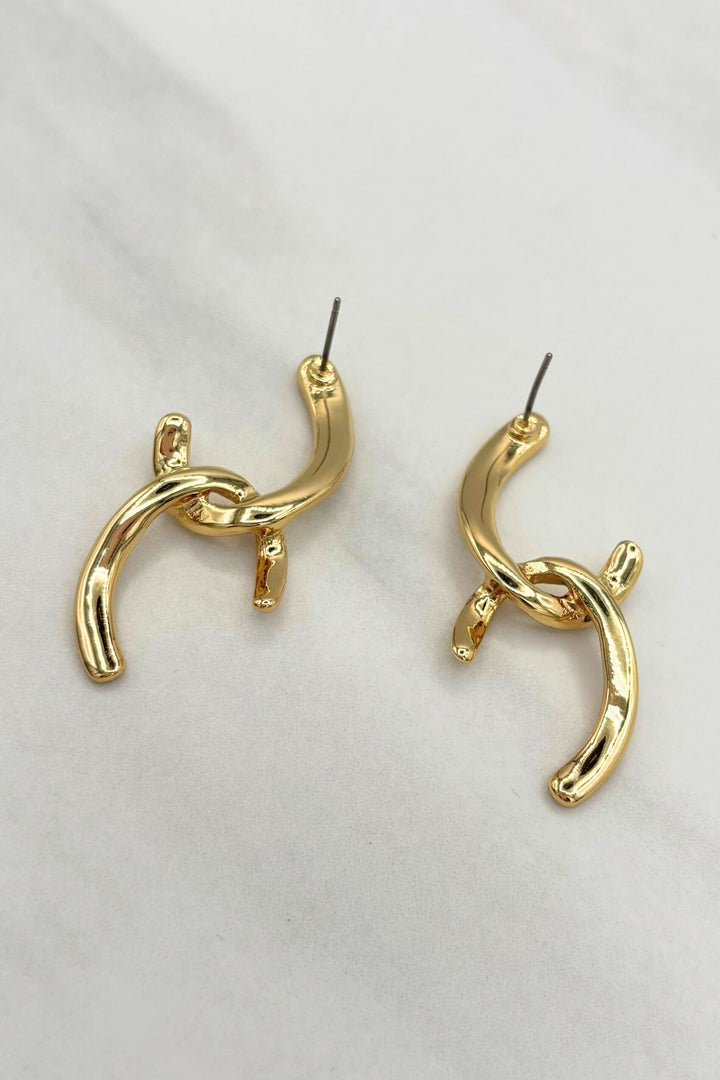 Half Large Curb Chain Link Post Back Drop Earrings