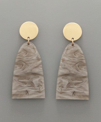 Half Oval Marbled Acrylic Drop Earrings with Circle Post