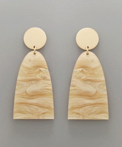 Half Oval Marbled Acrylic Drop Earrings with Circle Post