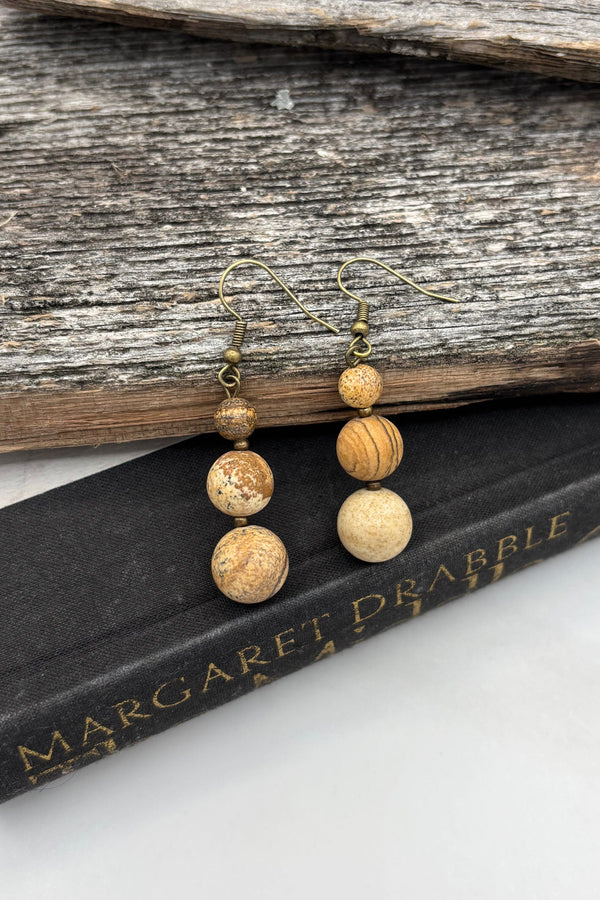 Handmade 3 Size Genuine Stone Bead Earrings