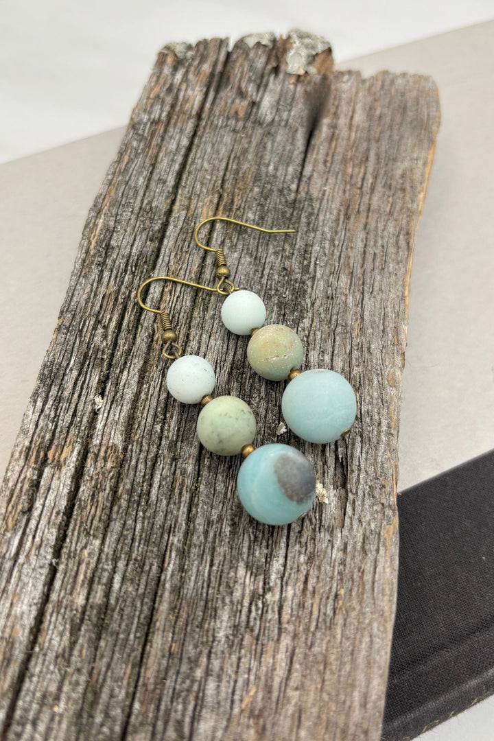 Handmade 3 Size Genuine Stone Bead Earrings