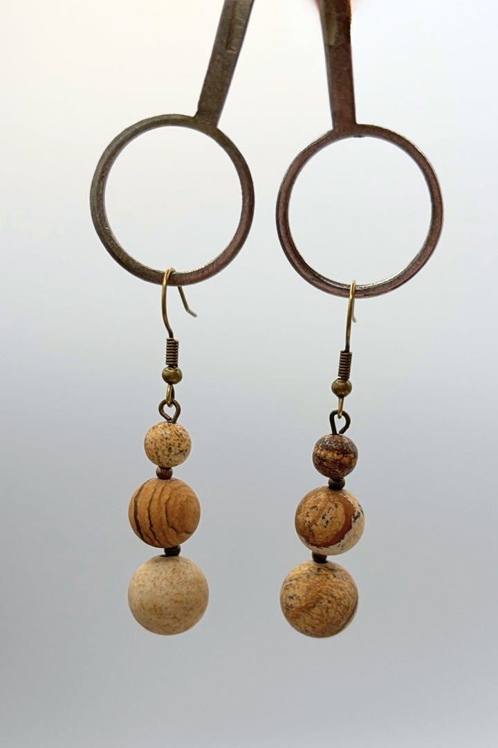Handmade 3 Size Genuine Stone Bead Earrings