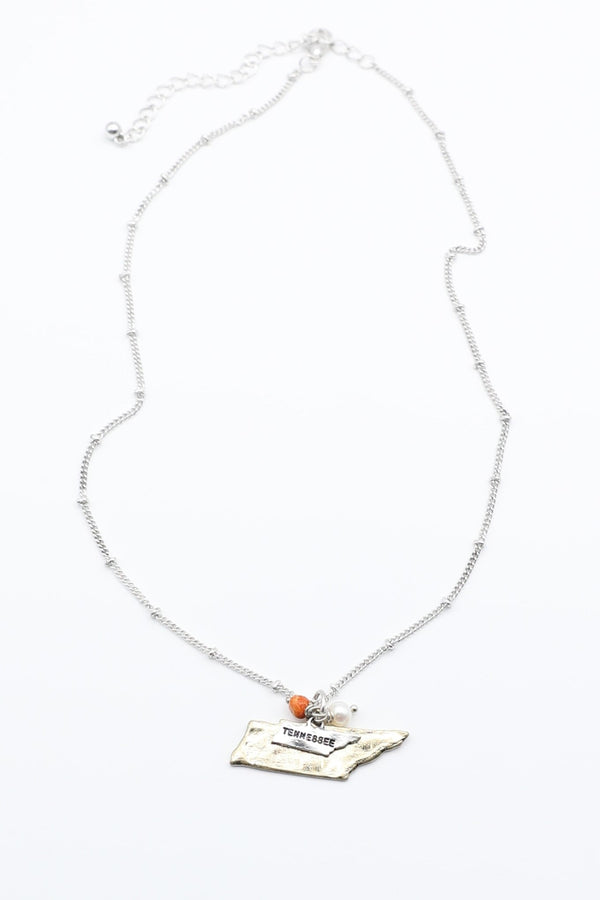 Handmade Tennessee Necklace With Orange Bead