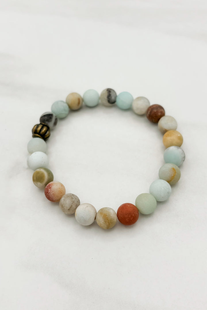 Harmony Scallop Accent Multicolor Genuine Stone Beaded Stretch Bracelet