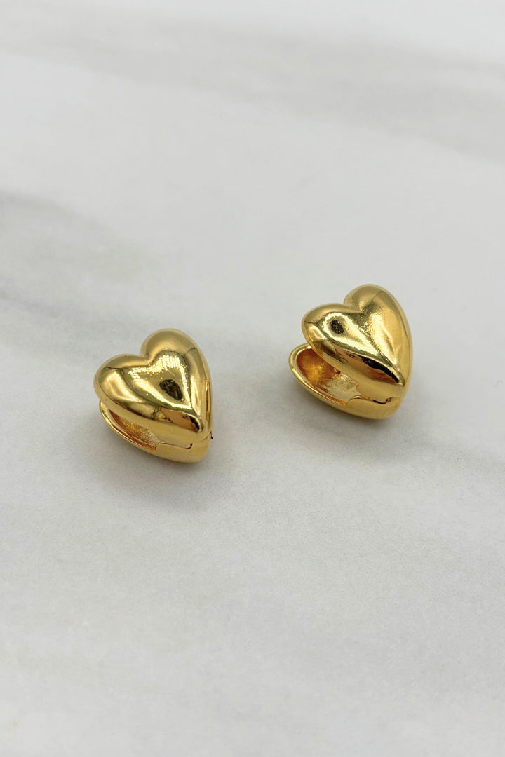 Heart Shaped Earlobe Clamp Post Earrings