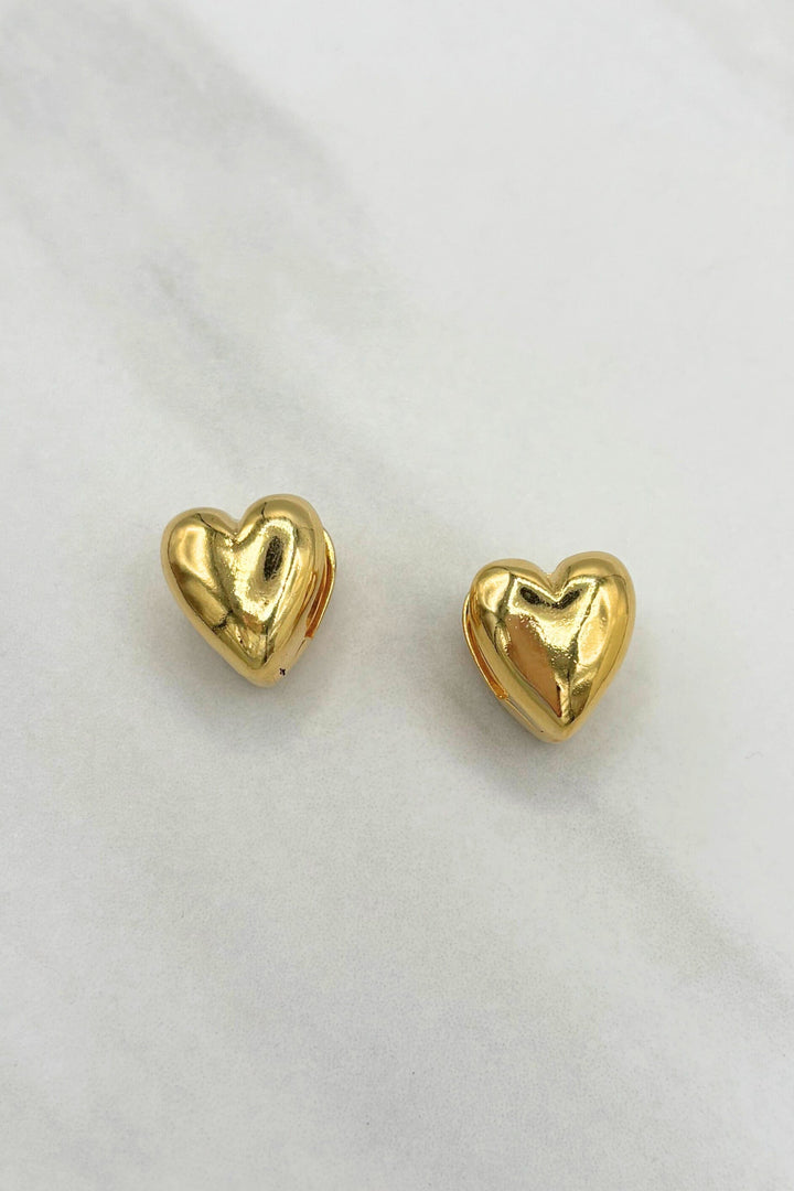 Heart Shaped Earlobe Clamp Post Earrings
