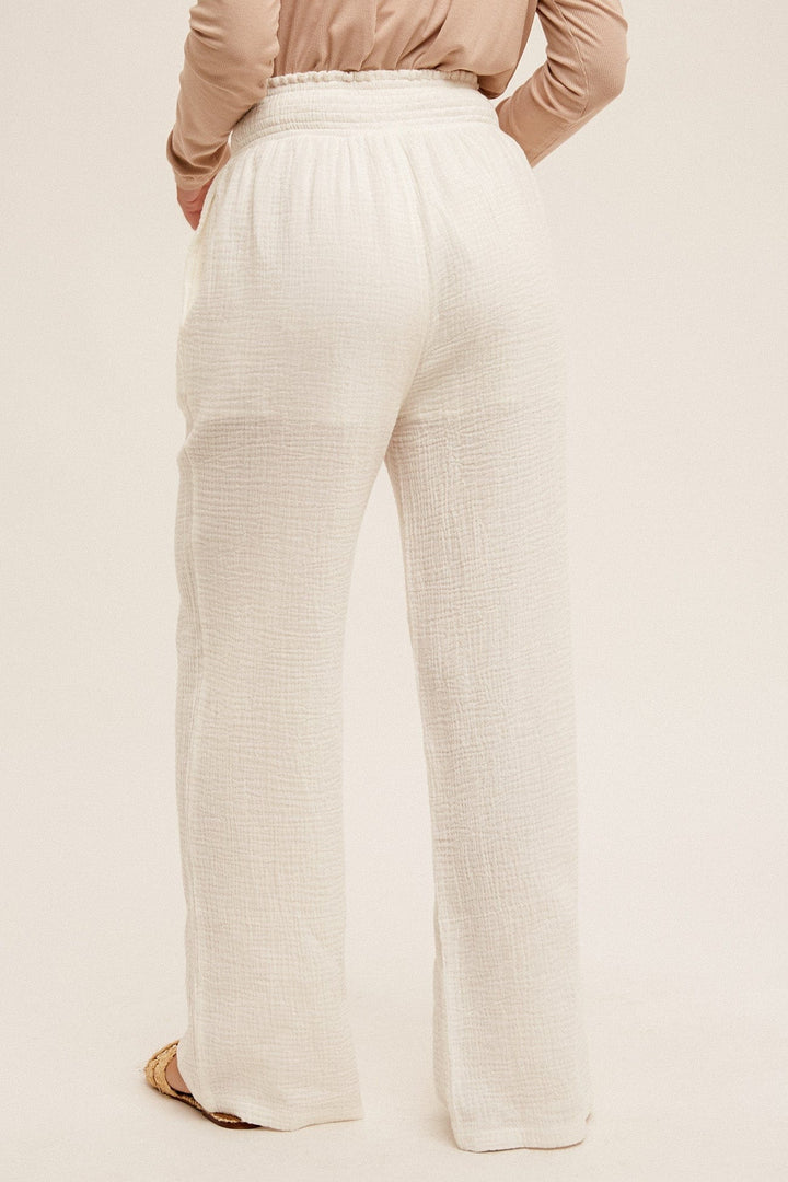 Hem & Thread Crinkle Gauze Smocked Waist Lounge Pants