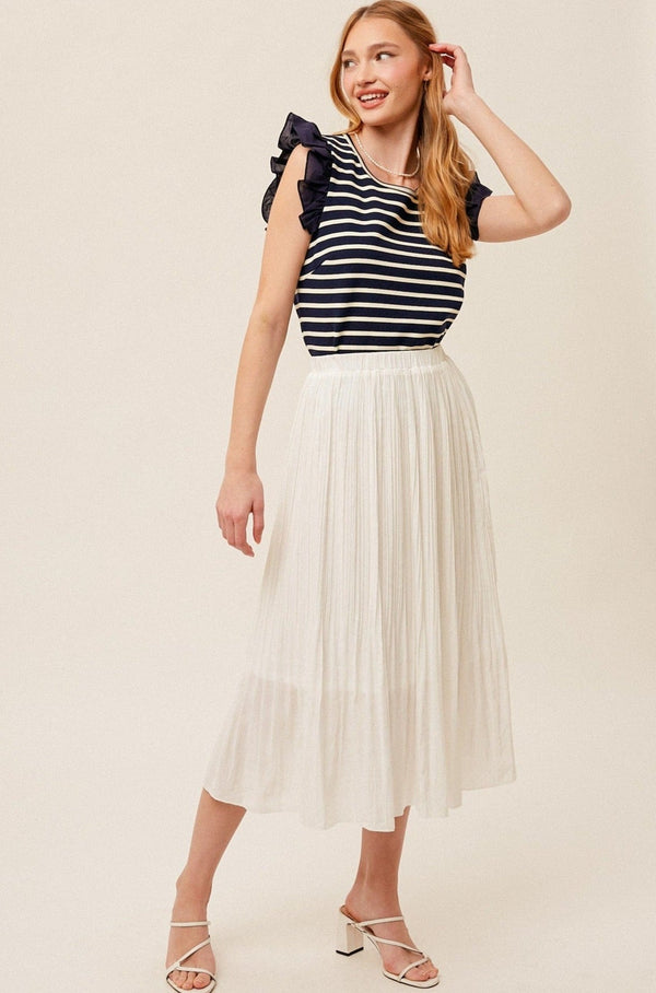 Hem & Thread Elasticized Waist Pleated Mini Skirt
