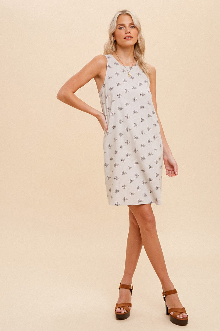 Hem & Thread Printed Sleeveless A Line Dress