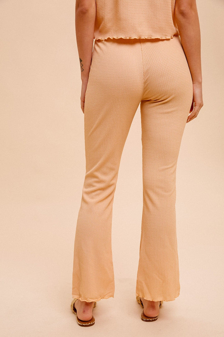 Hem & Thread Textured Knit Flare Bottoms