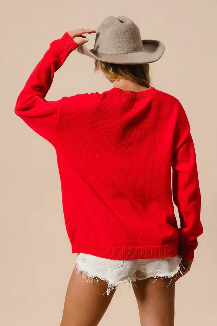 HoHoHo Slightly Tilted Tinsel Lettering Christmas Sweater