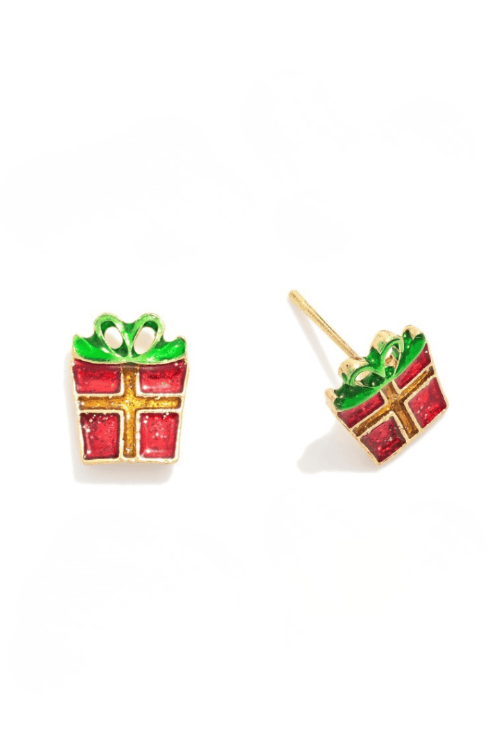 Holiday Gift Box Stud Earrings