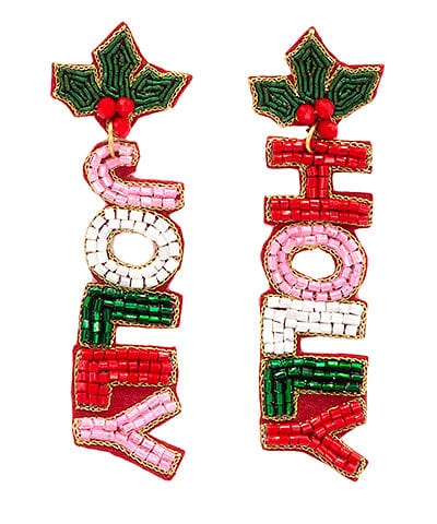 Holly Jolly Beaded Christmas Drop Earrings