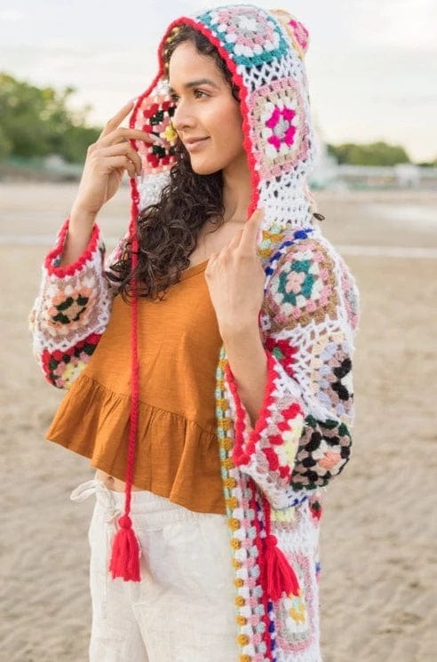 Hooded Granny Crochet Kimono