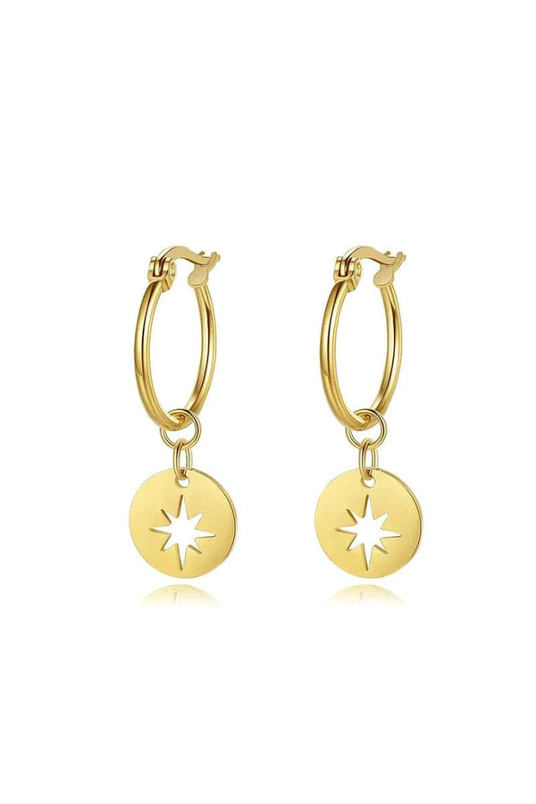 Huggie Earrings with North Star Charm