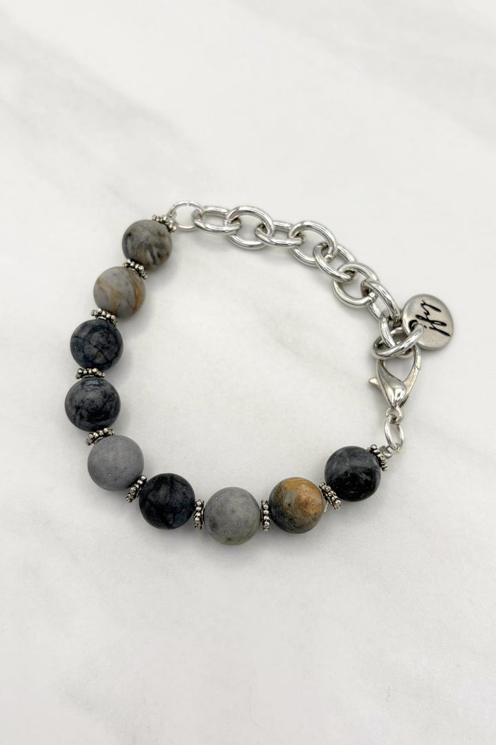 Ida 10mm Genuine Stone Bracelet with Chunky Shiny Chain Attachment