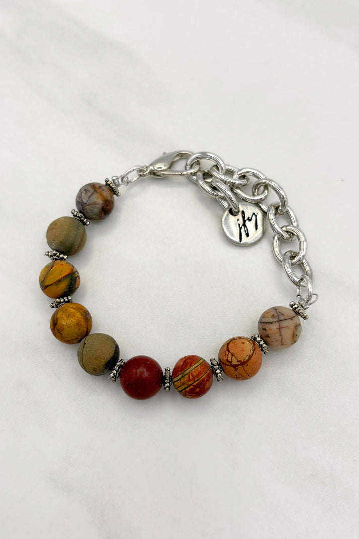 Ida 10mm Genuine Stone Bracelet with Chunky Shiny Chain Attachment