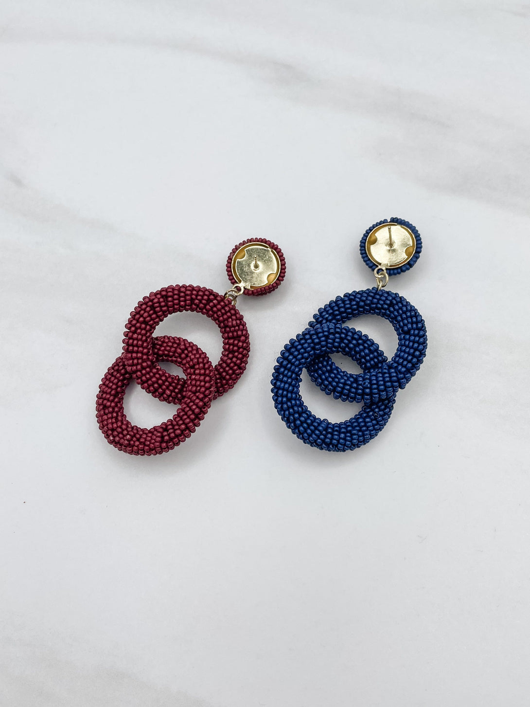 Interlocked Beaded Circle Earrings