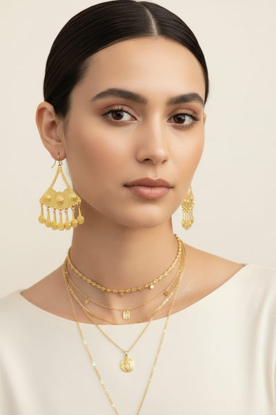 Ioxis Unique Ripple Texture Cutout Metal Dangle Earrings