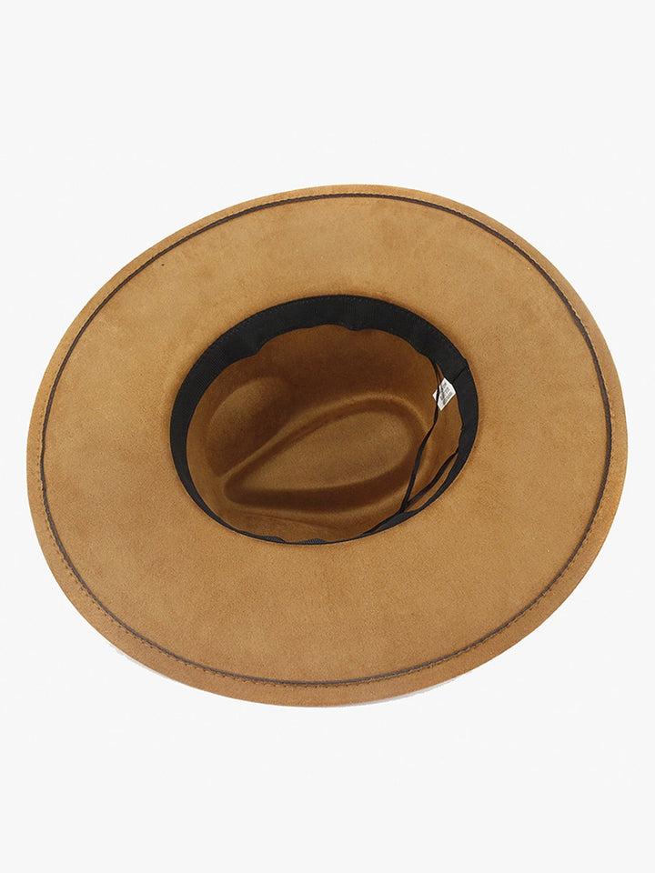 Jen & Co Atlas Faux Suede Wide Brim Fedora with Braided Band