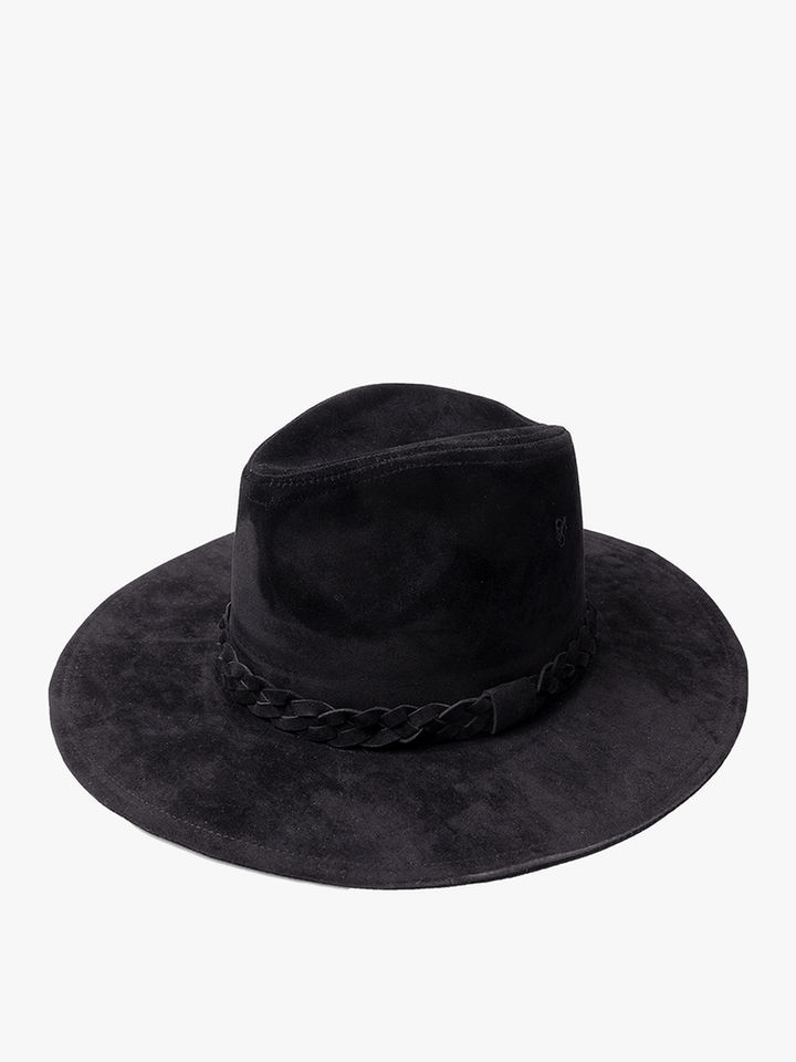 Jen & Co Clover Hat - Faux Suede, Wide Brim Fedora With Band