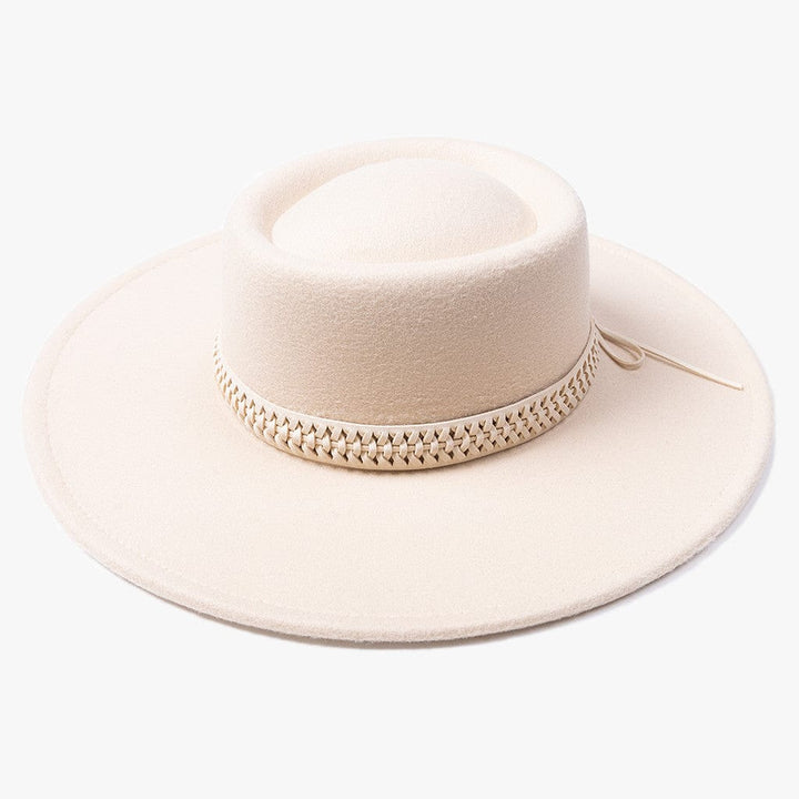 Jen & Co Romy Wide Brim Hat with Braided Tie Band