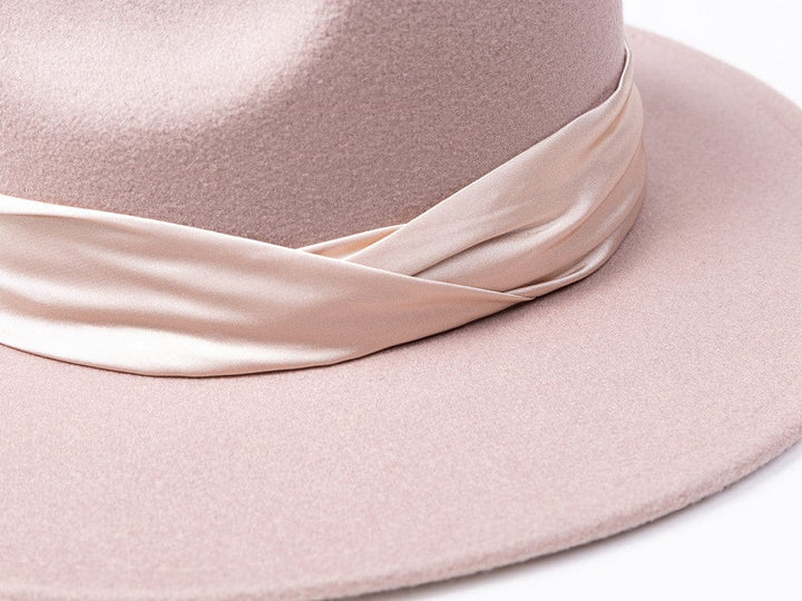 Jen & Co Wide Brim Tilly Fedora with Silk Ribbon Band