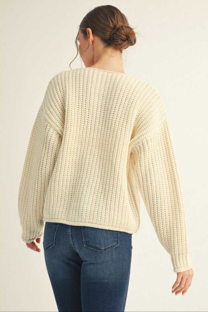 Jodifl Big Button Front Pockets Chunky Knit Cardigan