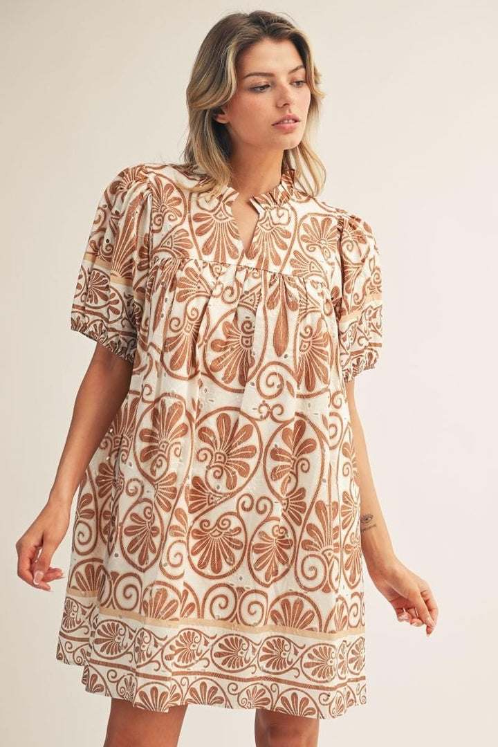 boho babydoll dress Jodifl Boho Floral Print Short Puff Sleeve Babydoll Dress – jfybrand