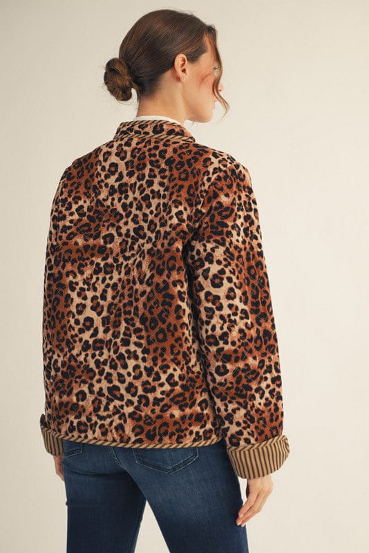 Jodifl Button Down Animal Print Quilted Jacket