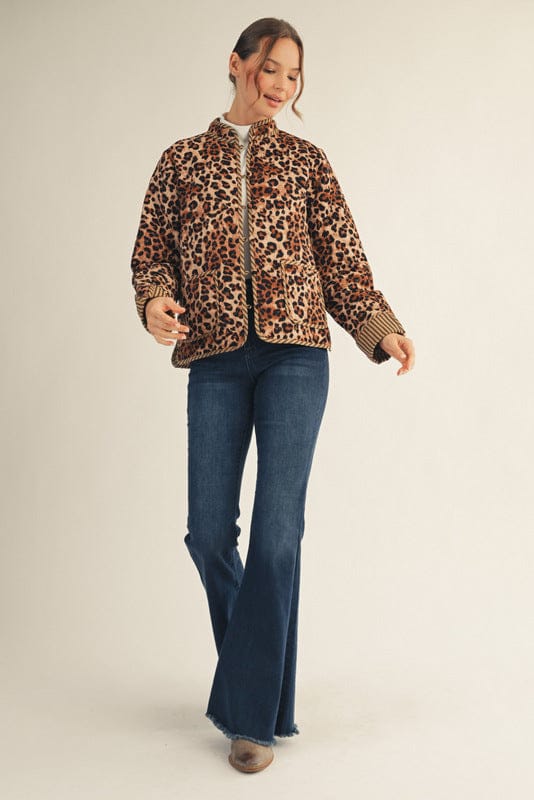 Jodifl Button Down Animal Print Quilted Jacket