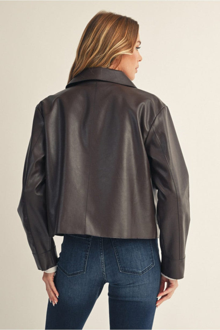 Jodifl Button Down Faux Leather Jacket