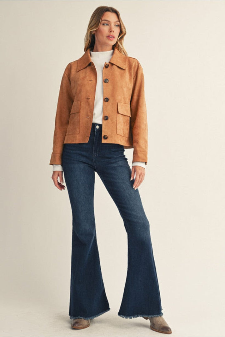 Jodifl Button Down Faux Suede Jacket