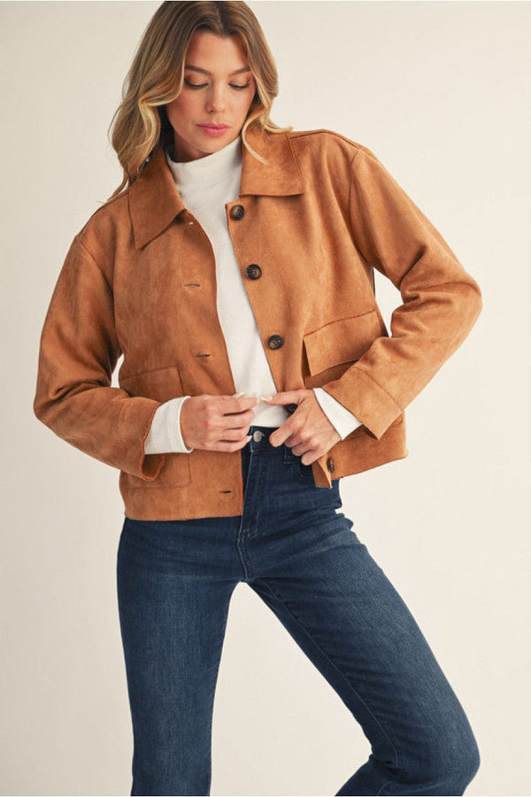 Jodifl Button Down Faux Suede Jacket
