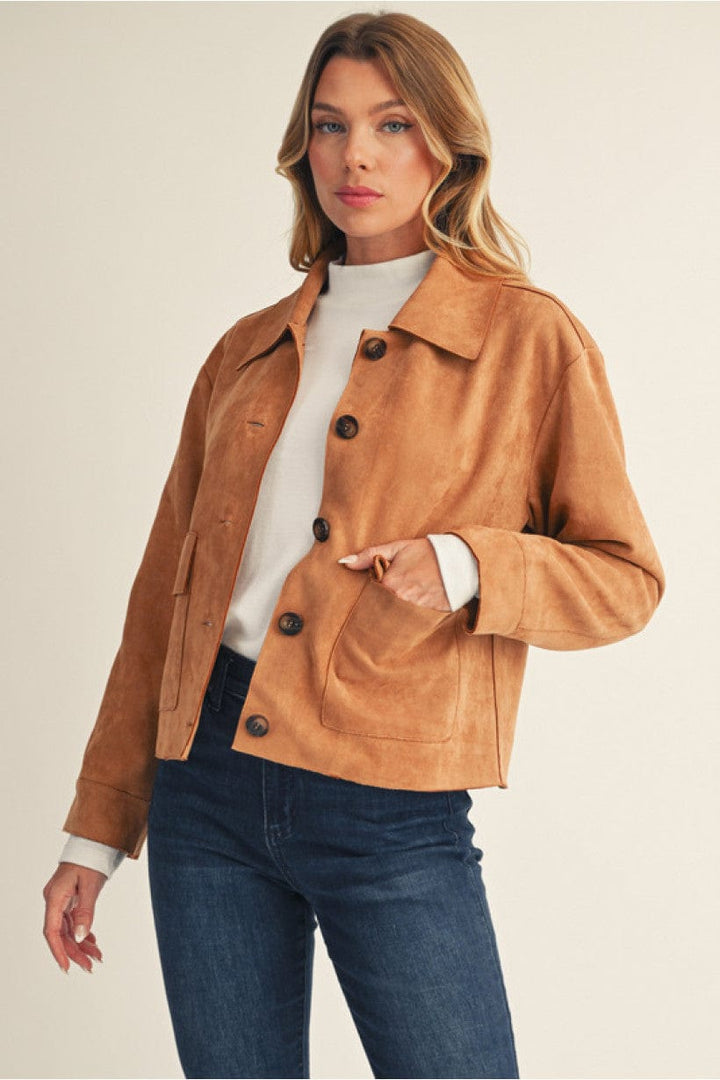Jodifl Button Down Faux Suede Jacket