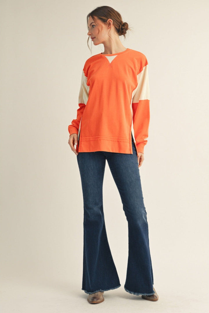 Jodifl Color Block Paneling Long Sleeve Pullover