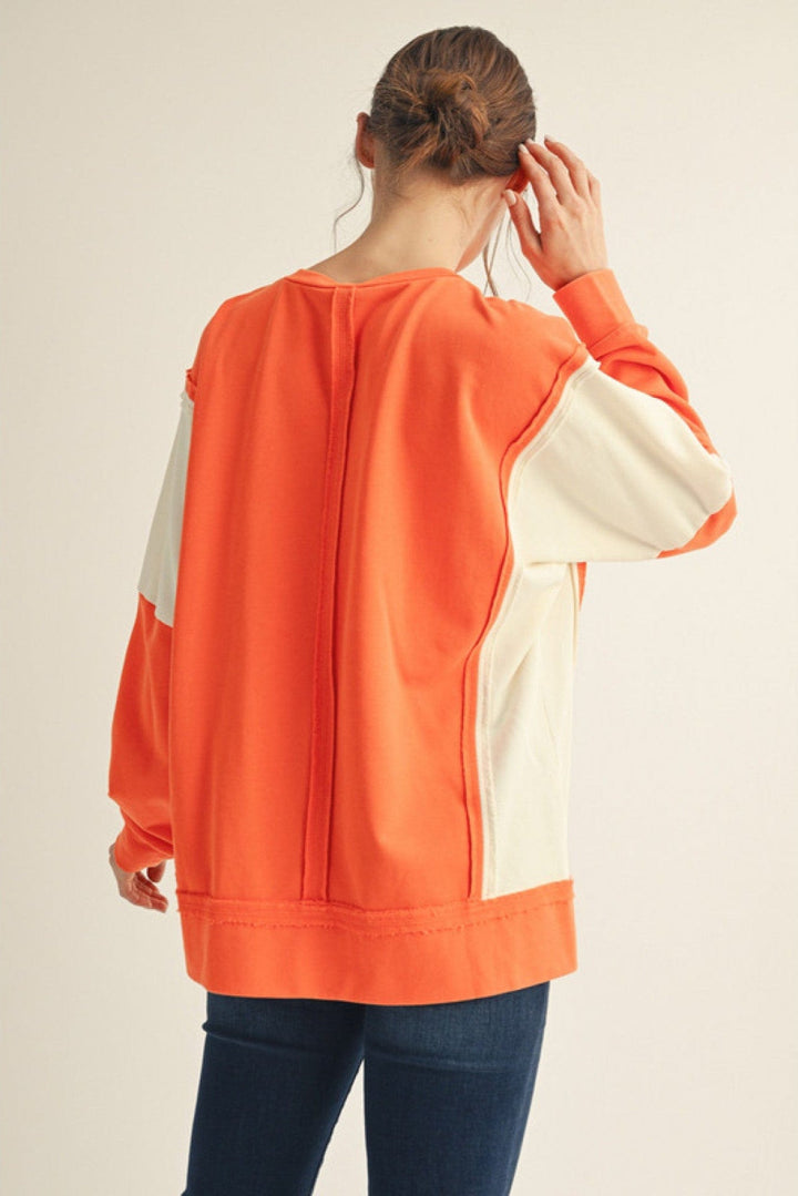 Jodifl Color Block Paneling Long Sleeve Pullover
