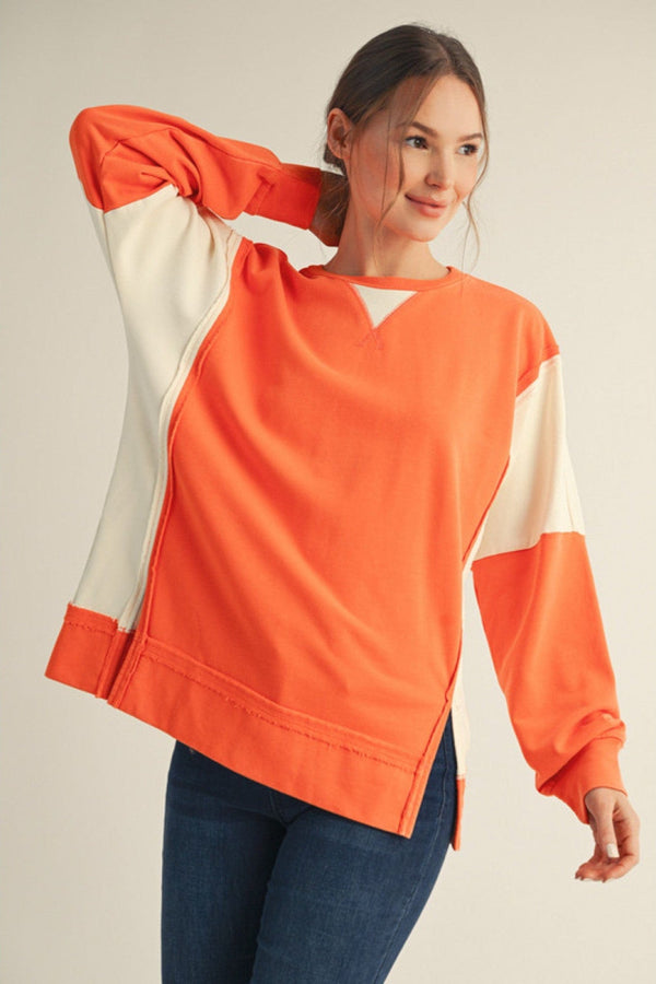 Jodifl Color Block Paneling Long Sleeve Pullover
