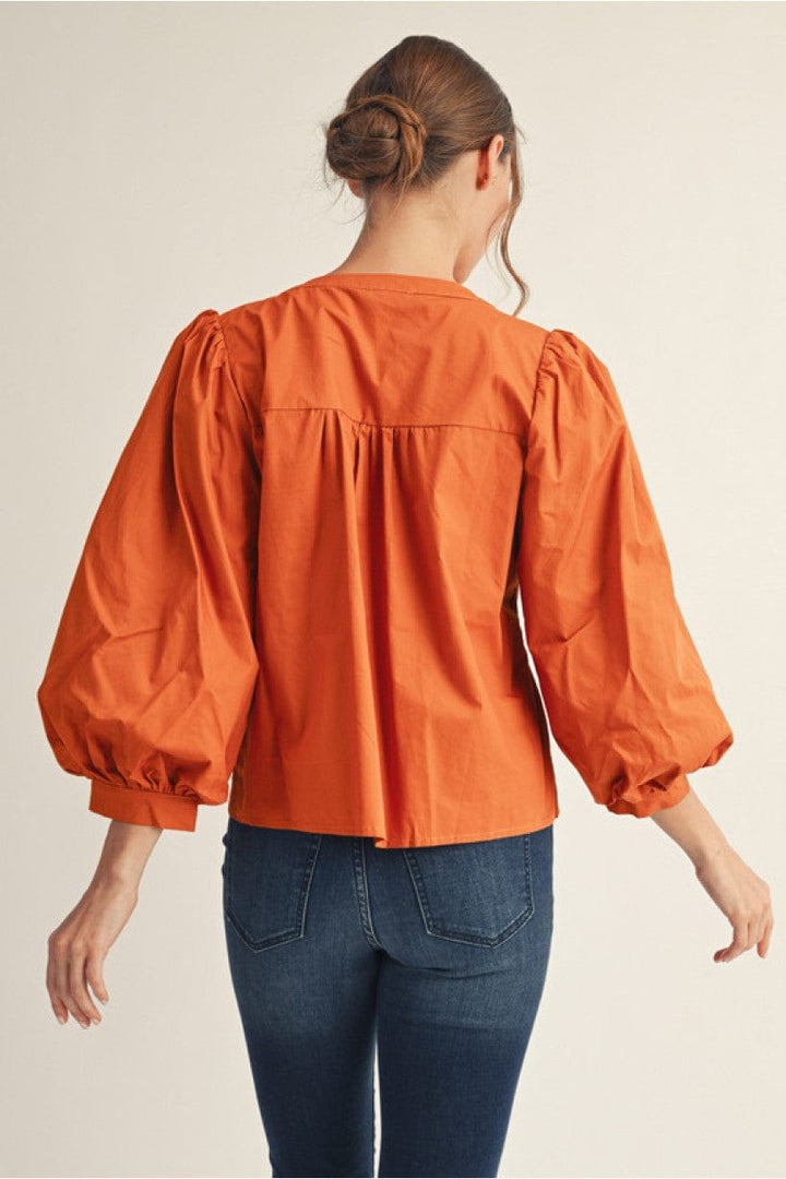 Jodifl Decorative Eyelet Puff Sleeve Peplum Blouse Top