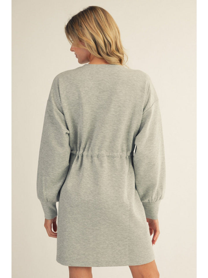 Jodifl Drawstring Waist French Terry Solid Dress