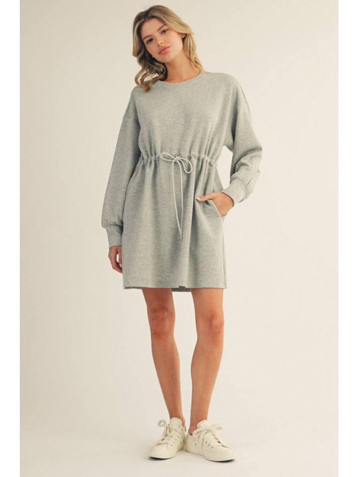 Jodifl Drawstring Waist French Terry Solid Dress