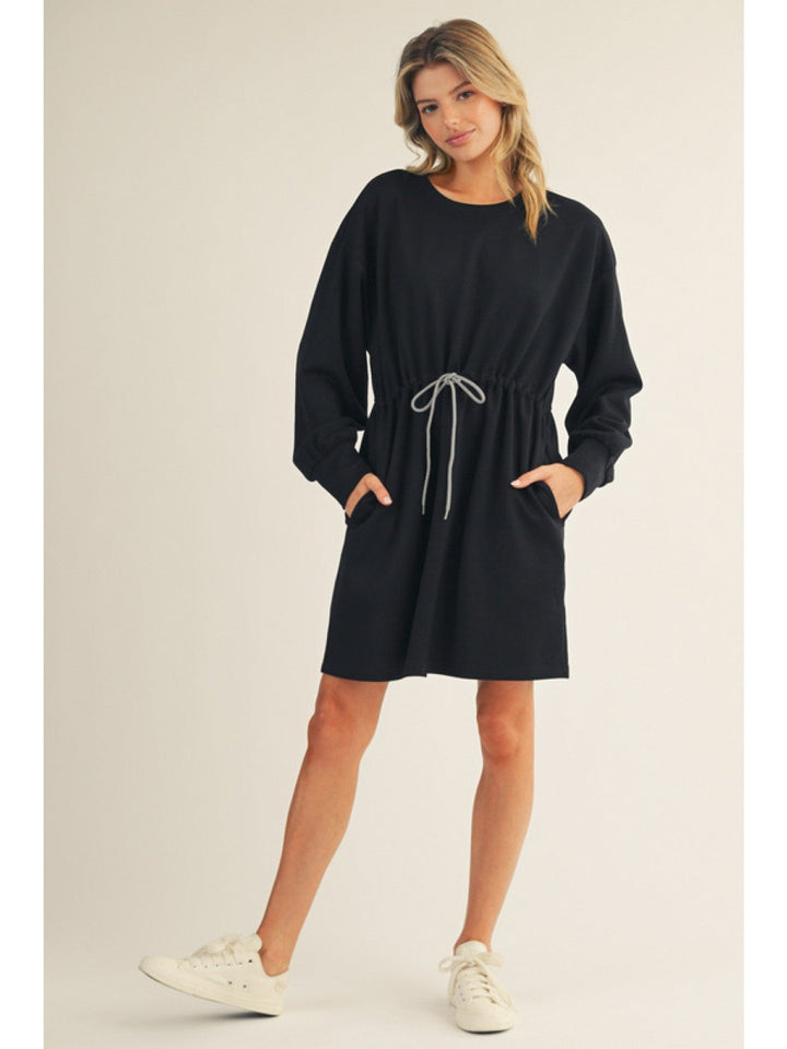 Jodifl Drawstring Waist French Terry Solid Dress