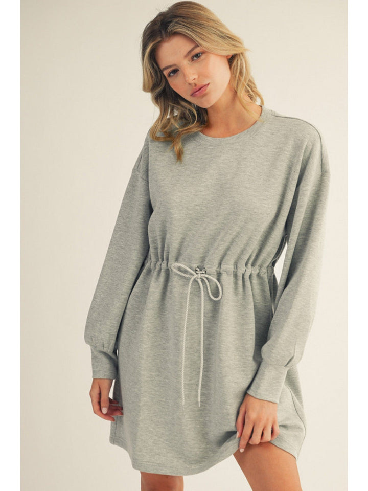 Jodifl Drawstring Waist French Terry Solid Dress