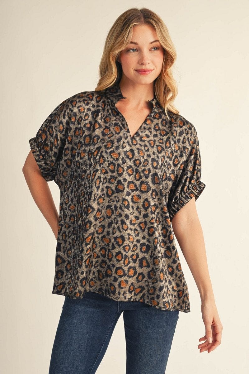 Jodifl Drop Shoulder Metallic Leopard Blouse Top – jfybrand
