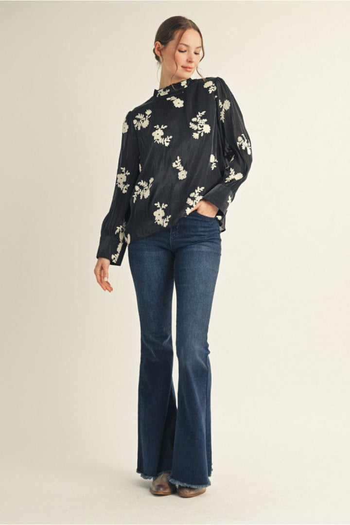 Jodifl Floral Embroidered Long Sleeve Blouse Top
