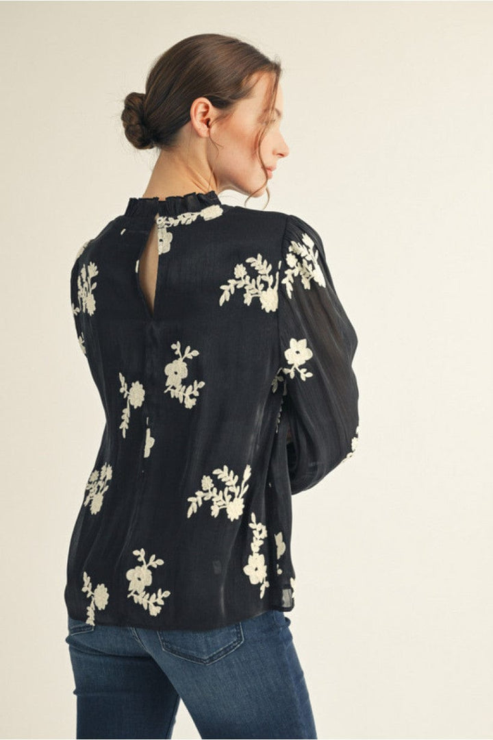 Jodifl Floral Embroidered Long Sleeve Blouse Top
