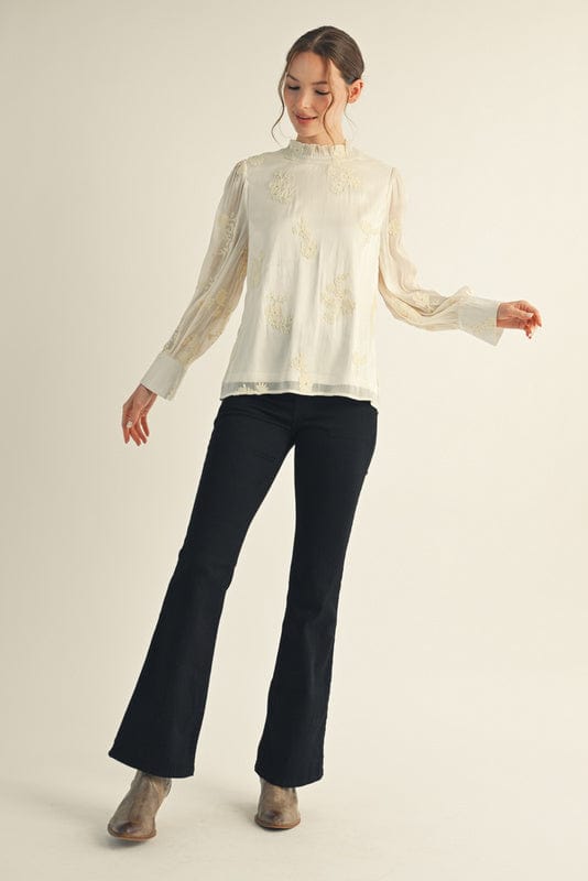 Jodifl Floral Embroidered Long Sleeve Blouse Top