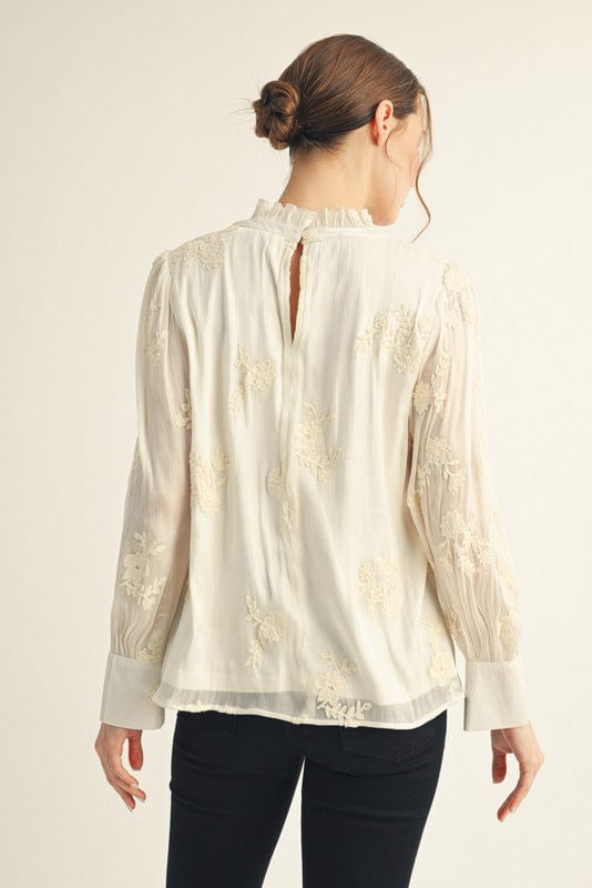 Jodifl Floral Embroidered Long Sleeve Blouse Top
