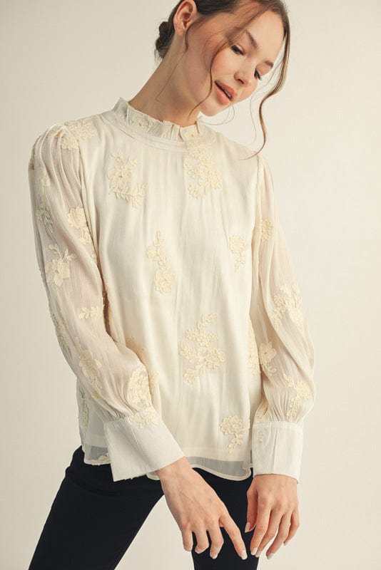 Jodifl Floral Embroidered Long Sleeve Blouse Top